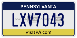 LXV7043 license plate in Pennsylvania