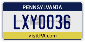 LXY0036  license plate in PA