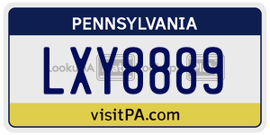 LXY8889  license plate in PA