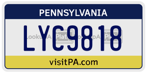 LYC9818 license plate in Pennsylvania