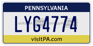 LYG4774  license plate in PA