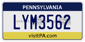 LYM3562 license plate in Pennsylvania