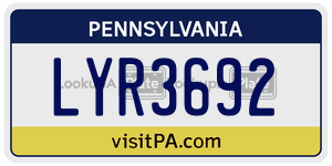 LYR3692 license plate in Pennsylvania