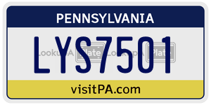 LYS7501 license plate in Pennsylvania