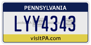 LYY4343 license plate in Pennsylvania