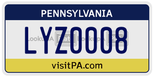 LYZ0008  license plate in PA