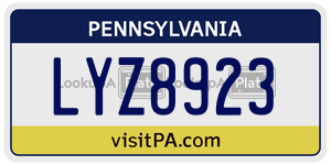 LYZ8923  license plate in PA