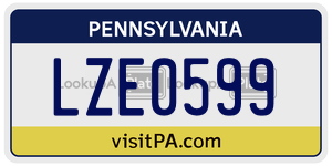 LZE0599  license plate in PA