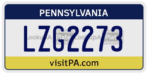 LZG2273 license plate in Pennsylvania