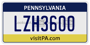 LZH3600 license plate in Pennsylvania