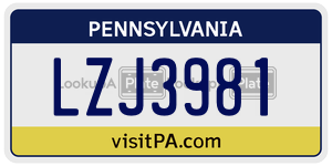 LZJ3981 license plate in Pennsylvania