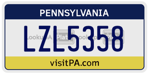 LZL5358 license plate in Pennsylvania