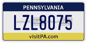 LZL8075 license plate in Pennsylvania