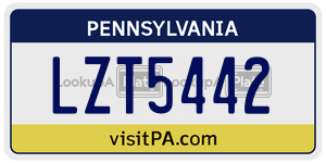 LZT5442  license plate in PA