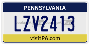 LZV2413 license plate in Pennsylvania