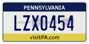 LZX0454  license plate in PA