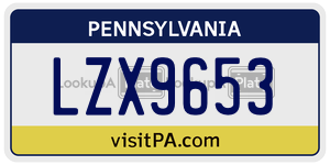 LZX9653 license plate in Pennsylvania