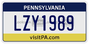 LZY1989 license plate in Pennsylvania