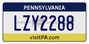 LZY2288 license plate in Pennsylvania