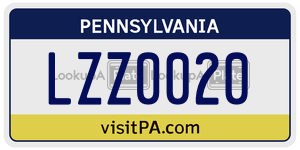 LZZ0020 license plate in Pennsylvania
