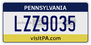 LZZ9035  license plate in PA