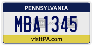 MBA1345 license plate in Pennsylvania