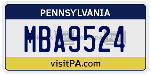 MBA9524  license plate in PA