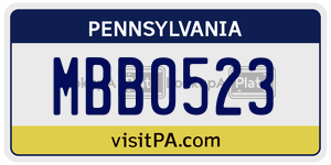 MBB0523  license plate in PA