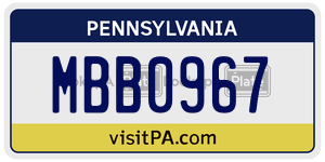 MBB0967 license plate in Pennsylvania