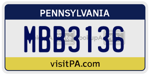 MBB3136  license plate in PA