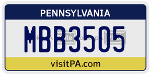 MBB3505  license plate in PA