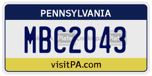 MBC2043 license plate in Pennsylvania