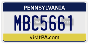 MBC5661 license plate in Pennsylvania
