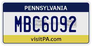 MBC6092 license plate in Pennsylvania