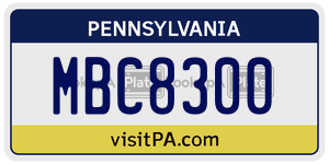 MBC8300 license plate in Pennsylvania