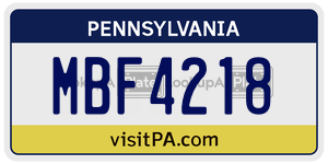 MBF4218 license plate in Pennsylvania