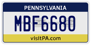 MBF6680 license plate in Pennsylvania