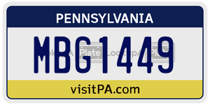 MBG1449  license plate in PA