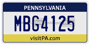 MBG4125 license plate in Pennsylvania