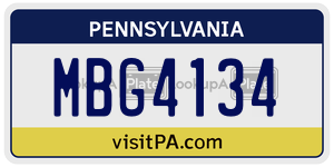 MBG4134  license plate in PA