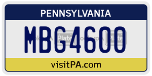 MBG4600  license plate in PA