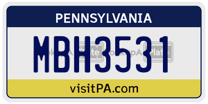 MBH3531 license plate in Pennsylvania
