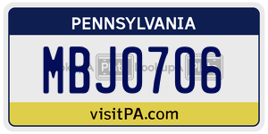 MBJ0706  license plate in PA