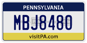 MBJ8480 license plate in Pennsylvania