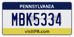 MBK5334  license plate in PA