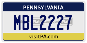 MBL2227 license plate in Pennsylvania