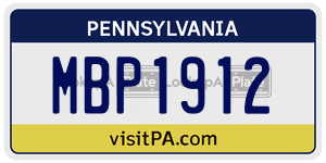 MBP1912 license plate in Pennsylvania
