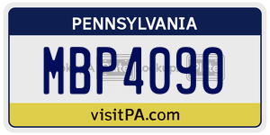 MBP4090 license plate in Pennsylvania