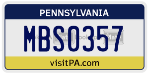 MBS0357 license plate in Pennsylvania