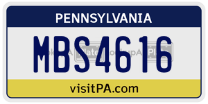 MBS4616 license plate in Pennsylvania